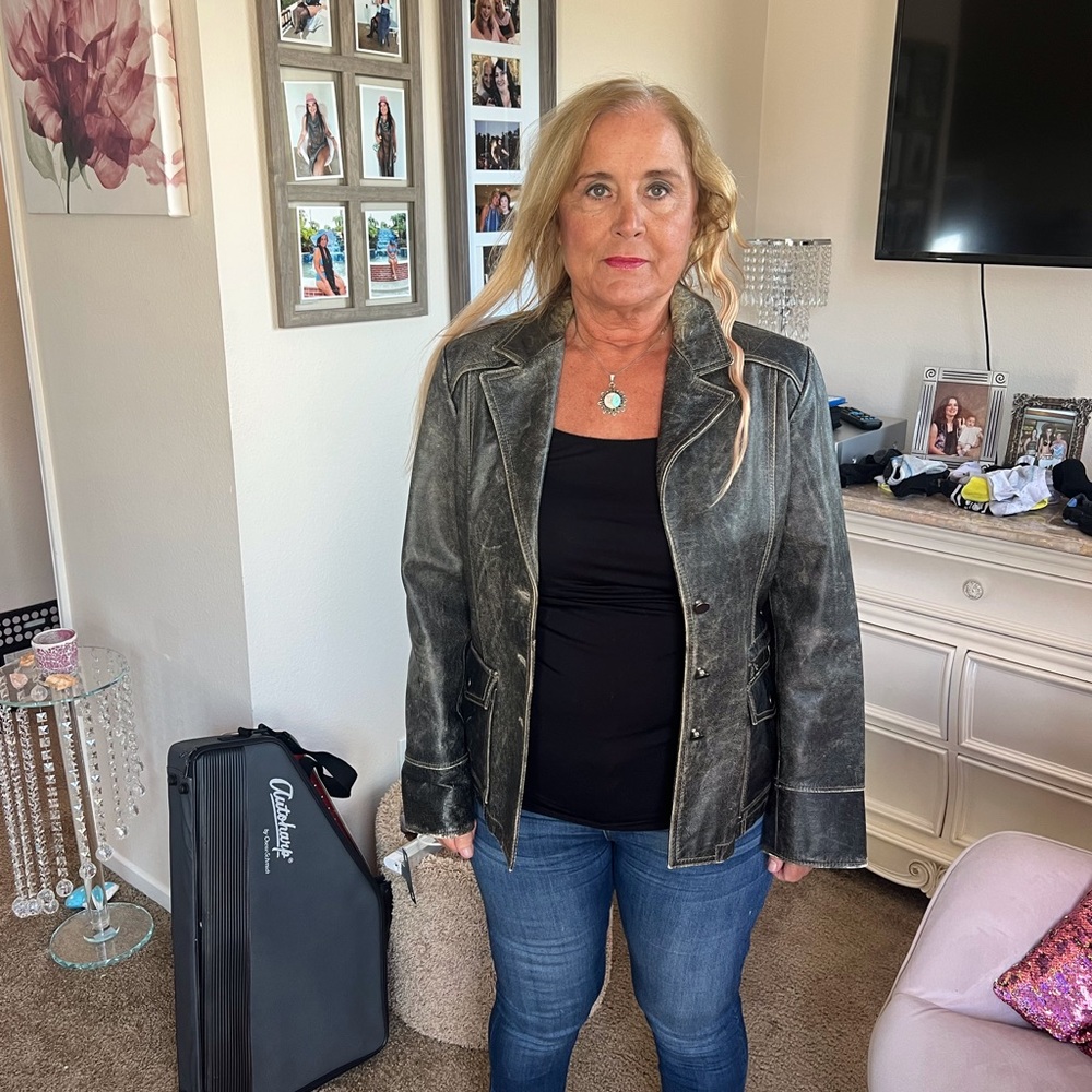 Black leather coat large